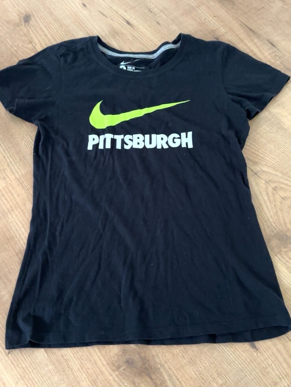 Nike Black Pittsburgh Logo Tee with Lime Swoosh